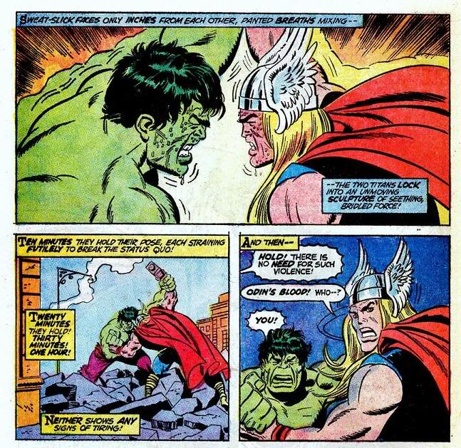 Thor matches Hulk's strength for an entire hour. While Hulk was getting stronger, Thor wasn't.