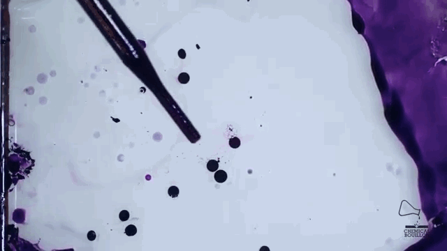 Virillium (Black) engulfing radioactive (purple) signatures like an immune system in self defense. 