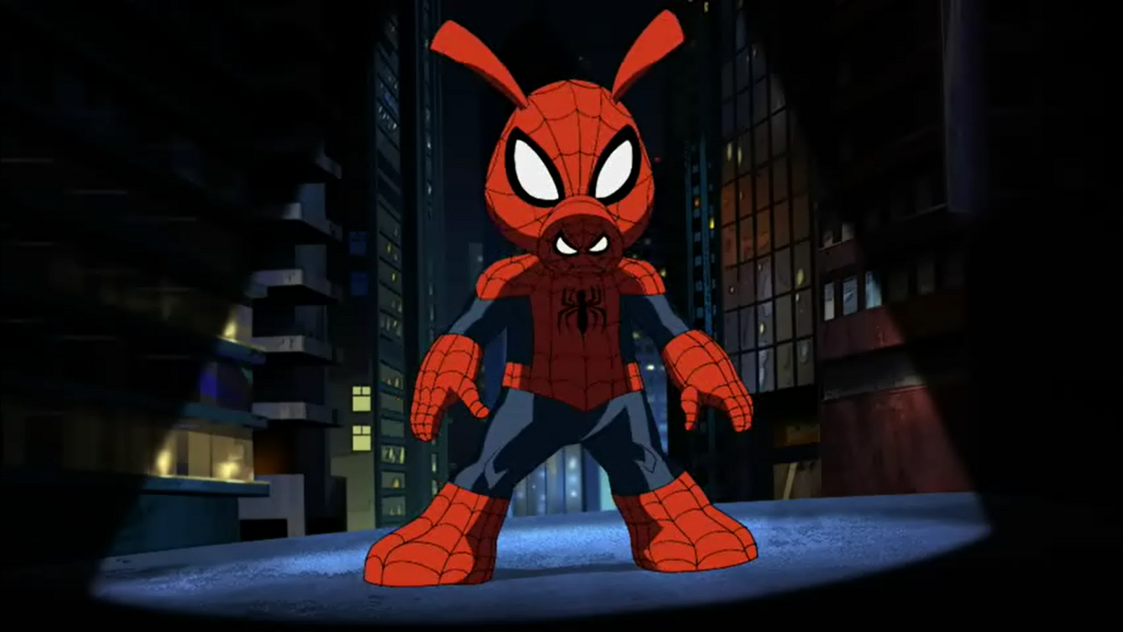 Spider-man(Marvel)+Spider Pig(Simpson). 