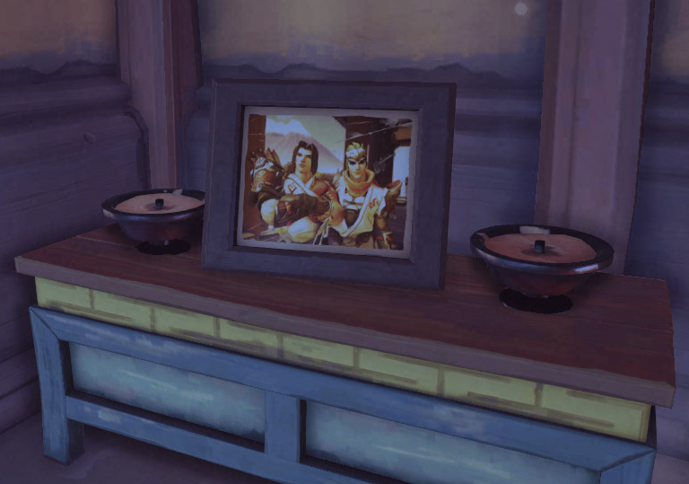 A picture of a younger Genji and his brother Hanzo in Genji's room.