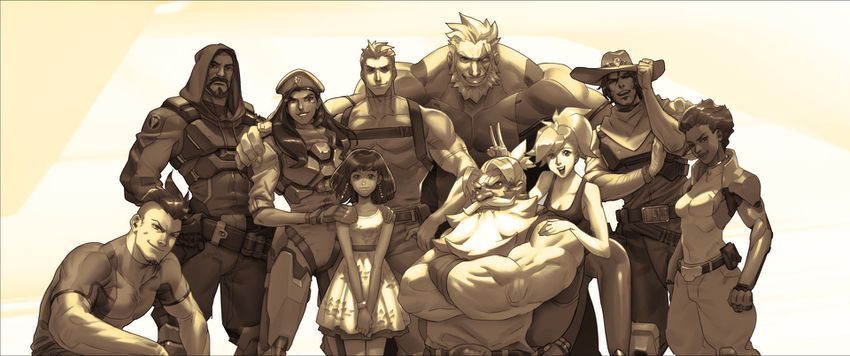 Reinhardt and other prominent members of Overwatch.