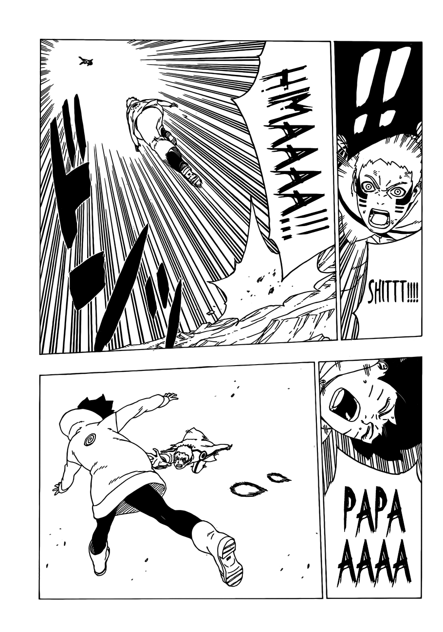 Naruto jumps after the beam was shot.