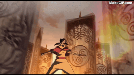 Korra creates a large omni-directional explosion that destroys the air bender gates