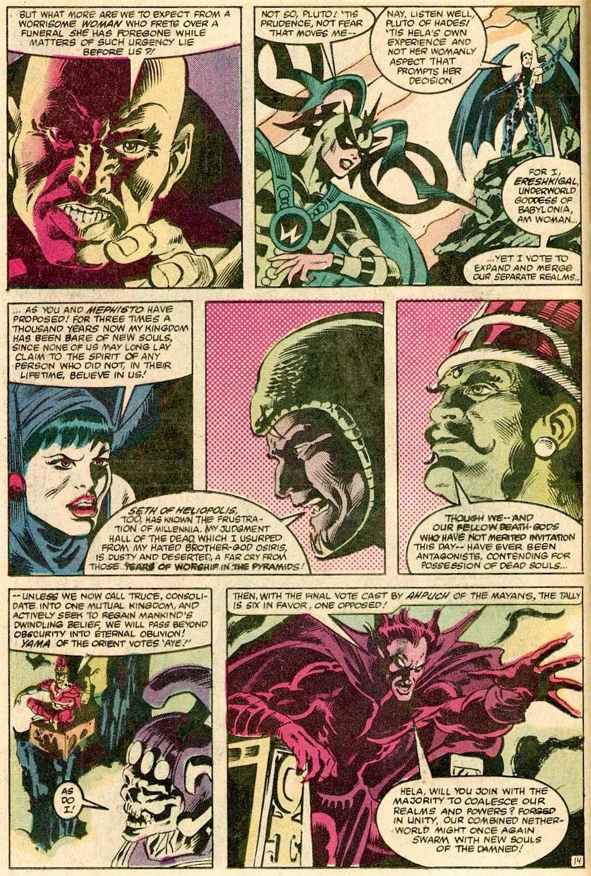 FEW MILLENNIA HAS PASSED SINCE DEMOGORGE CLEANSED THE EARTH OF THE CORRUPTED ELDER-GODS. AND THE DEATH GODS OF THE MARVEL UNIVERSE GATHERS TO PROPOSE THE IDEA OF A POSSIBLE UNION AMONG THEIR DIMENSIONS .THESE INCLUDE THE LIKE OF :MEPHISTO,HELA,PLUTO,SET,ERESHKIGAL ,YAMA&AHPUCH