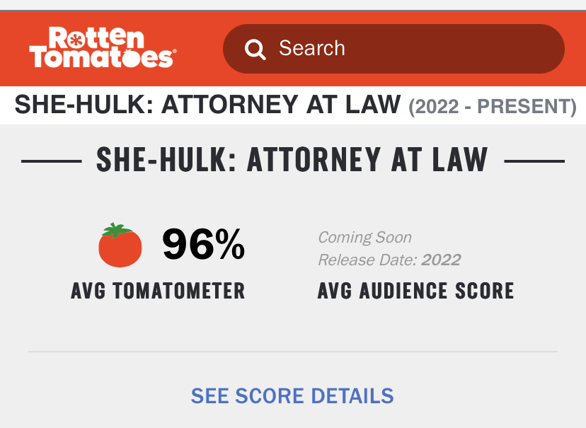 She Hulk: Attorney At Law Currently Sitting at High 90s on Rotten
