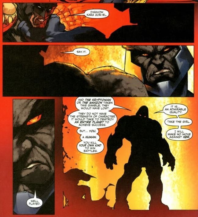 Outplays Darkseid with a bluff.
