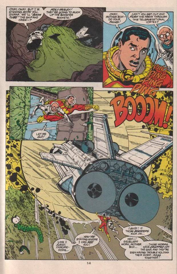 Captain Marvel lifting a space ship (about 1,000 tons easily)