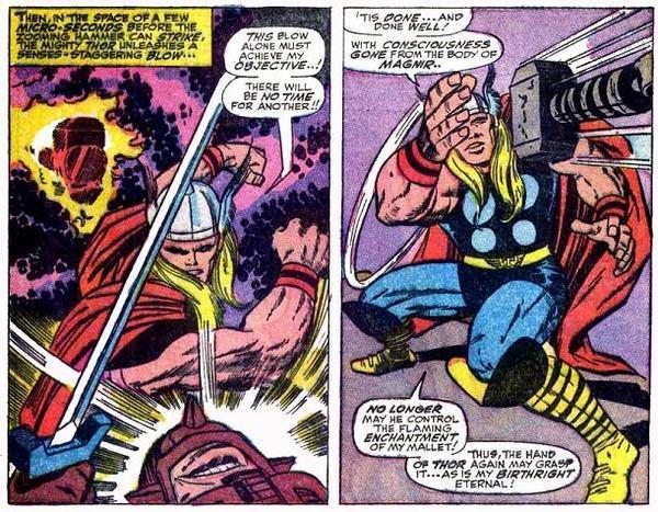 Read the narration on this one. Within a few microseconds, Thor punches someone and turns 180 degrees to catch his hammer.
