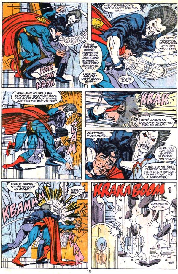 Lobo beating up Superman while drunk