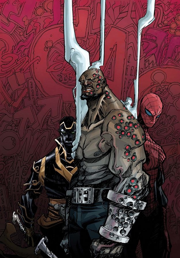 New Avengers: Luke Cage #1     (the guy in black & gold on the left-hand side)