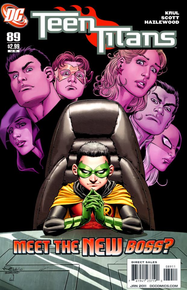 Damian Wayne joined the teen tians in issue 88..and fully appears on their team in 89...