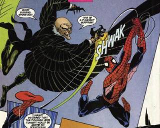 Spider-man fighting for his Aunt May and Nathan