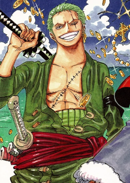 Roronoa Zoro is one of my favorite characters in one piece, so my little  sister drew him! Wanted to share the skills of an emerging artist : r/ OnePiece