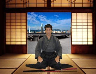 Lee Meditating in his Private Dojo.