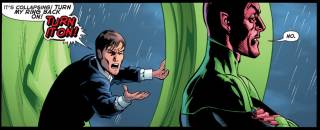 Sinestro refusing to turn Hal's ring back on