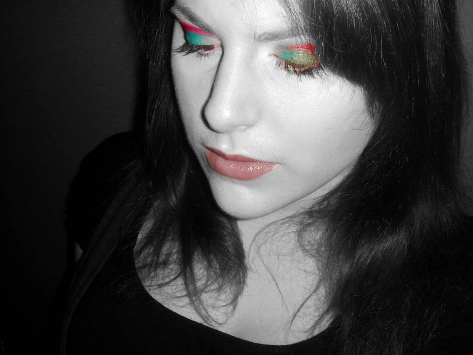  I like playing with highly pigmented eye shadow colors..  If you can't tell, this was done for Christmas.  Picture meant to show of the makeup more than anything else.