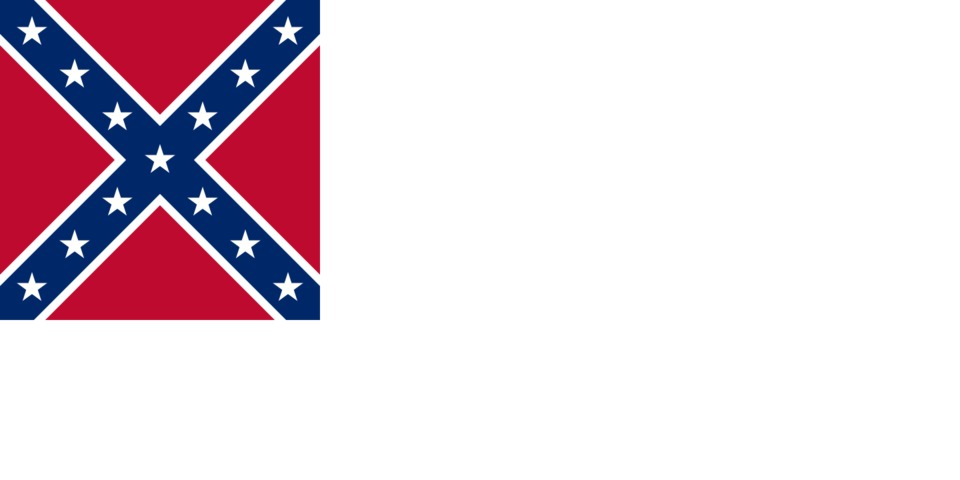 I was referring to the second national Confederate flag this whole time, containing a square version of the Northern Army of Virginia battle flag in the upper left hand corner of a white background.