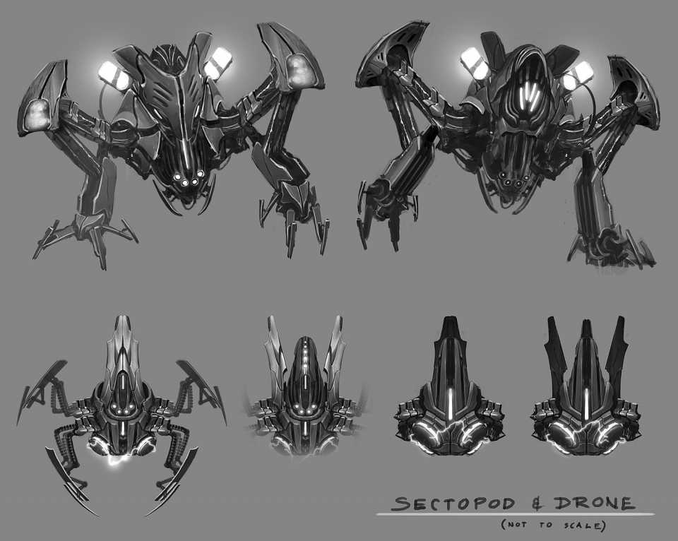 Sectopods: Massive walkers that can tower over even habitat walkers, Sectopods are bristling with guns and energy whips, carrying about twice as much armament as an assembly walker in exchange for being able to produce nothing but drones and cyber discs. Tombstone's notes; Take one leg out and the entire thing should fall right on it's face.