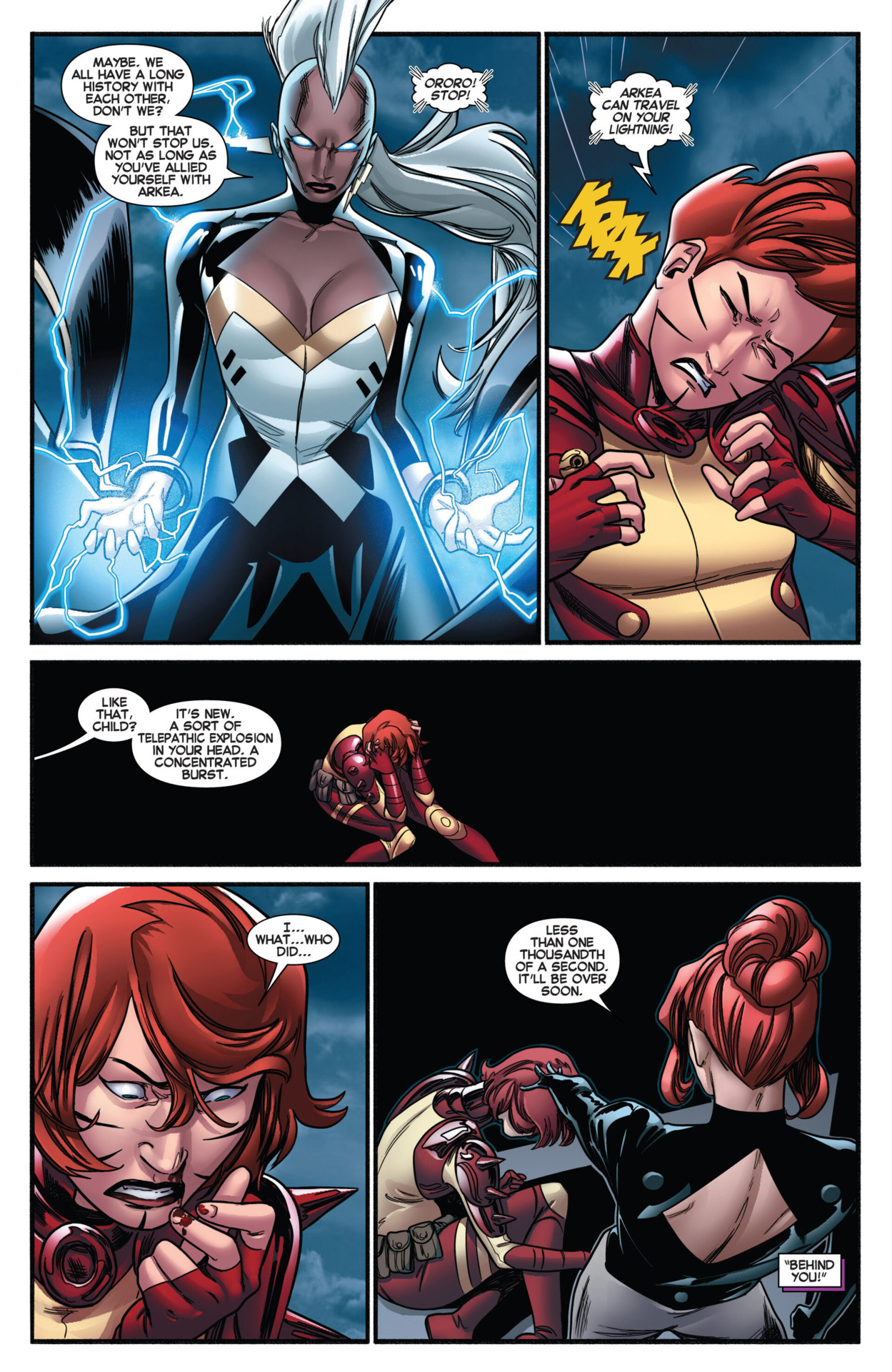 Madelyne Pryor cripples Rachel Summers by using a new sort of attack, where she causes a psychic explosion in one's head in short bursts. According to Maddie, it would be over in less than one thousandth of a second