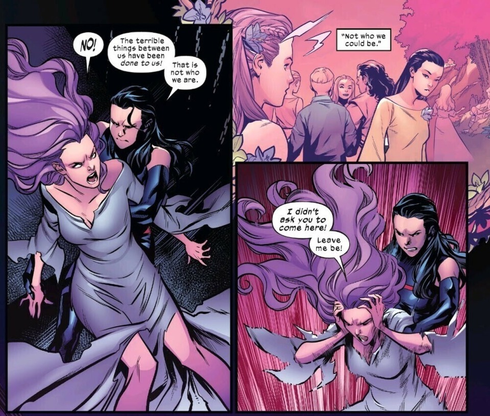 Psylocke forcefully projects a memory of hers and Betsy's into Betsy's mind