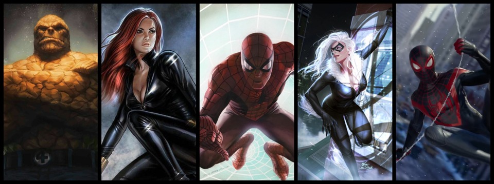 Thing / Black Widow / Spider-Man / Black Cat / Miles 